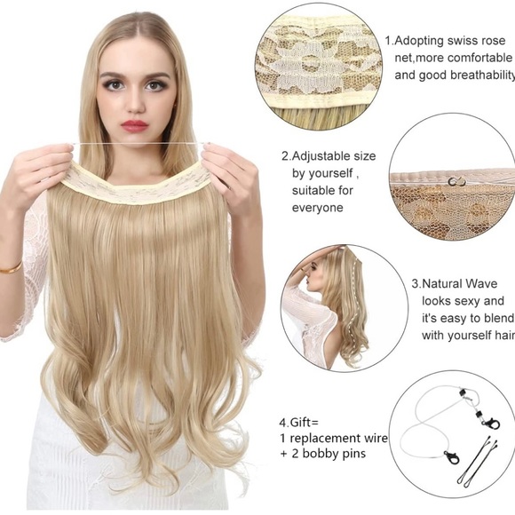 - 20 inch fish line band halo hair extension